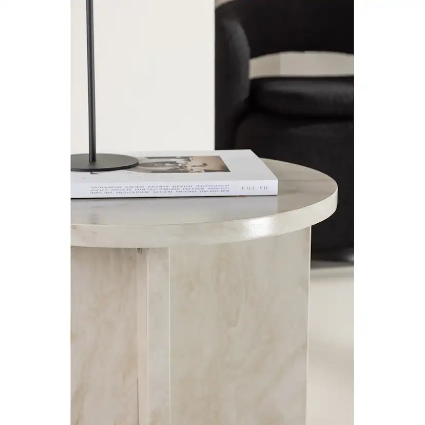 Sidobord Venture Home Ålesund Låg Runt Bord/Piedestal med Marmorlook