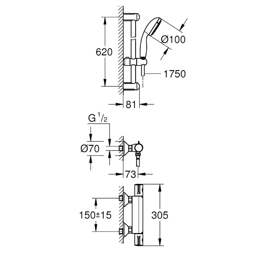 Duschset Grohe Grohtherm 800 150 cc