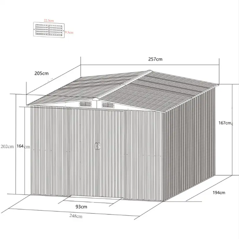 Redskapsbod Metalcraft 5,3m² med Dubbel Skjutdörr
