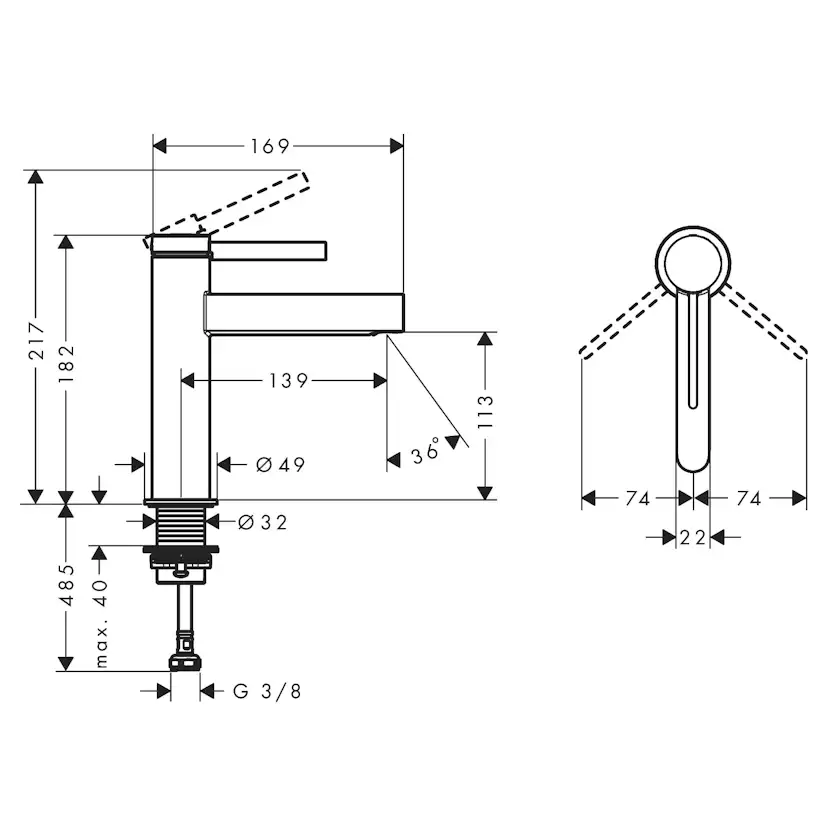 Tvättställsblandare Hansgrohe Finoris 110