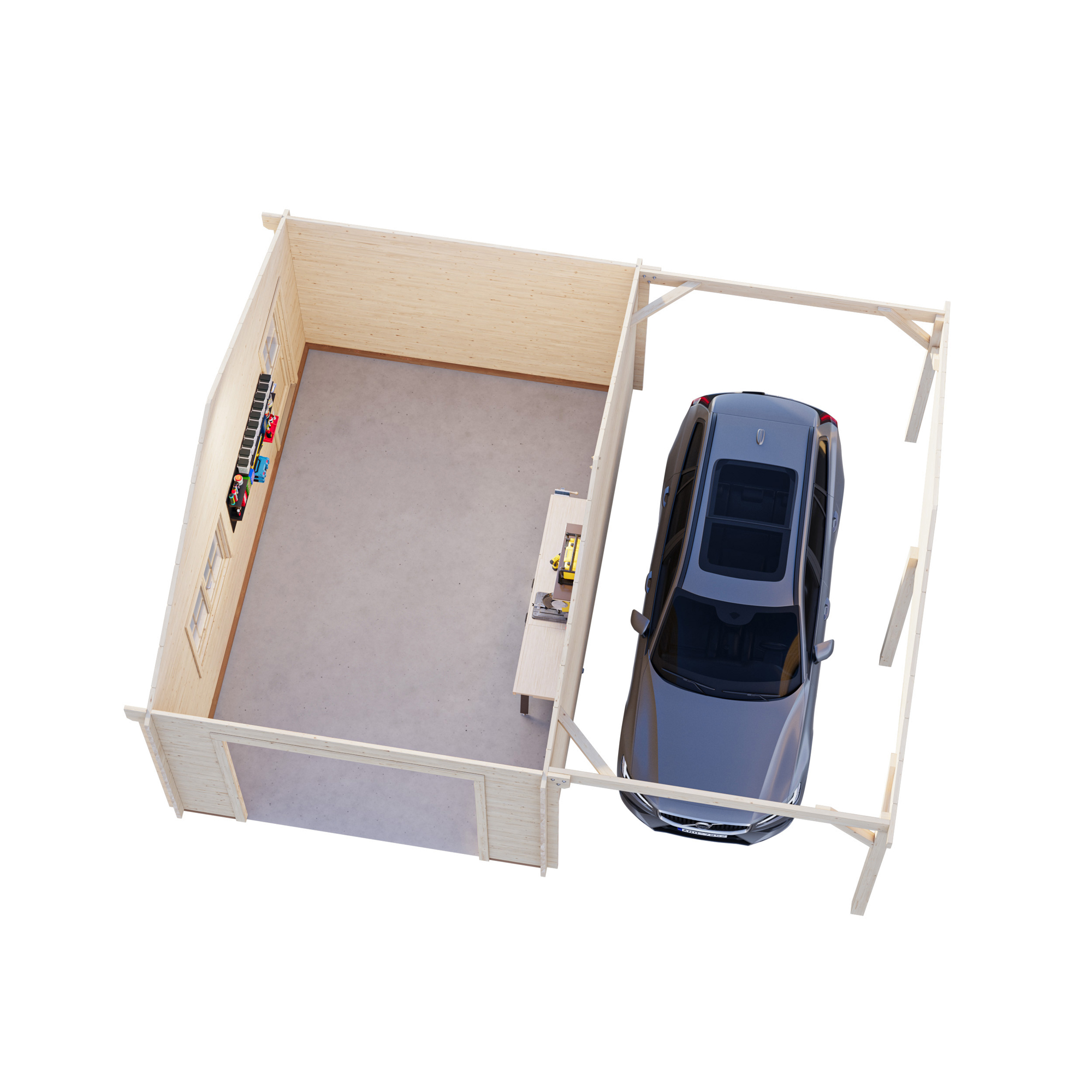 Garage Palmako Roger med Carport 36,5 m2