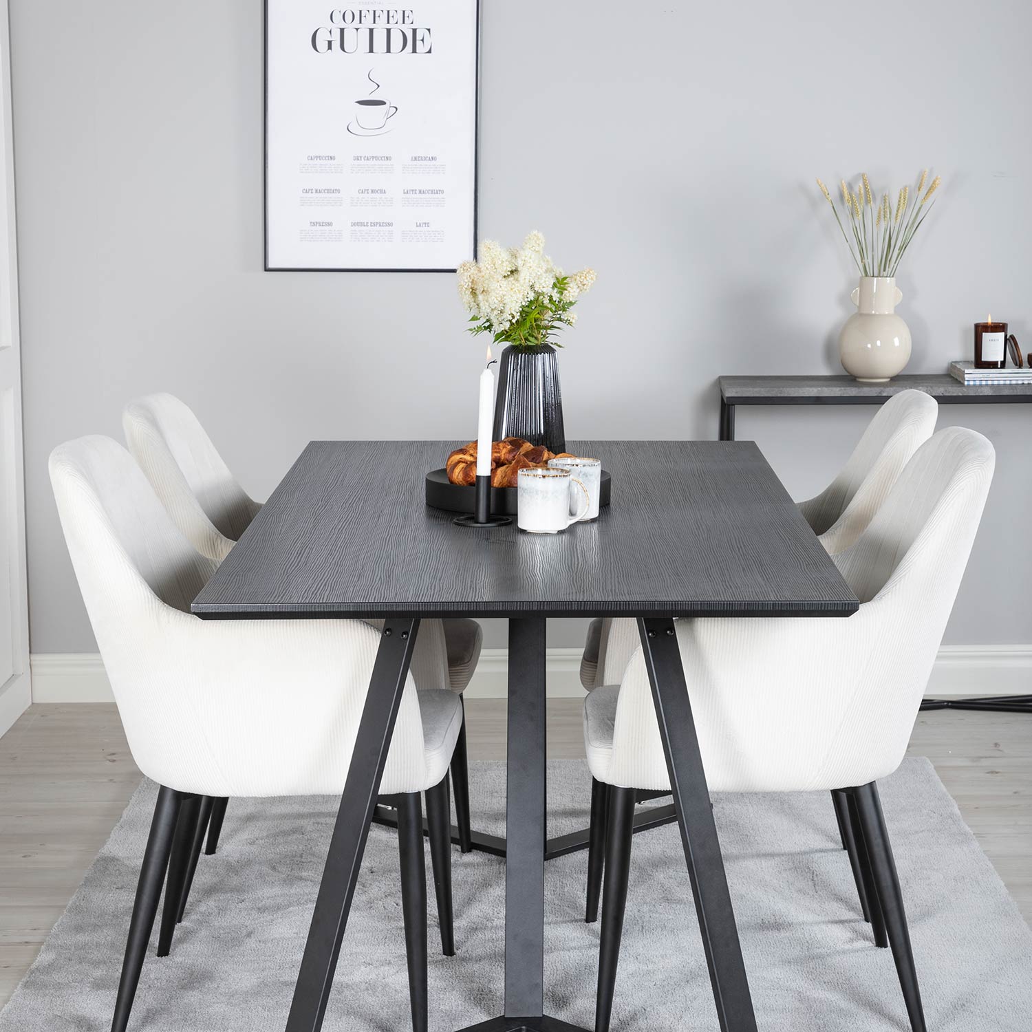 Marina Table - Black top /Comfort Chair - Beige / Black_4 Svart/Beige