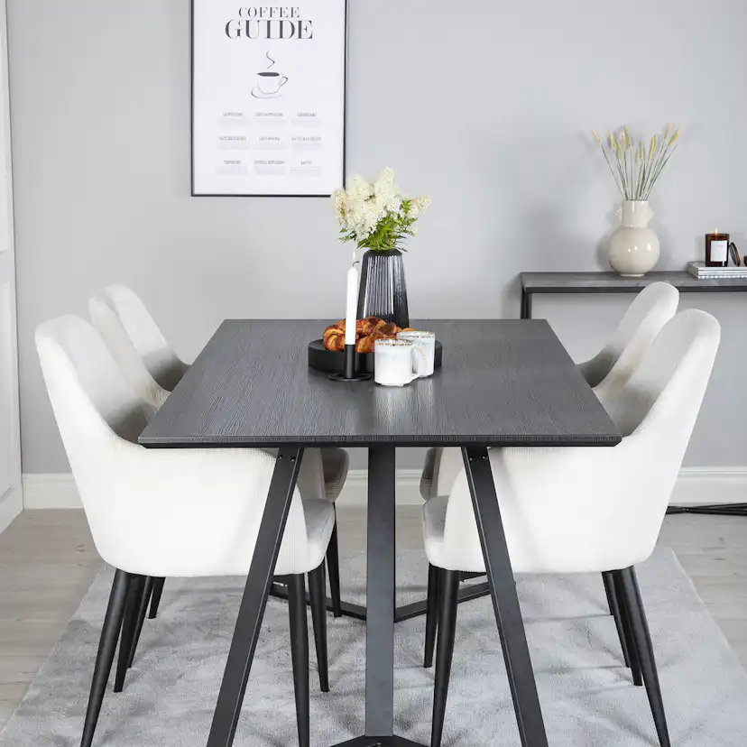 Marina Table - Black top /Comfort Chair - Beige / Black_4 Svart/Beige