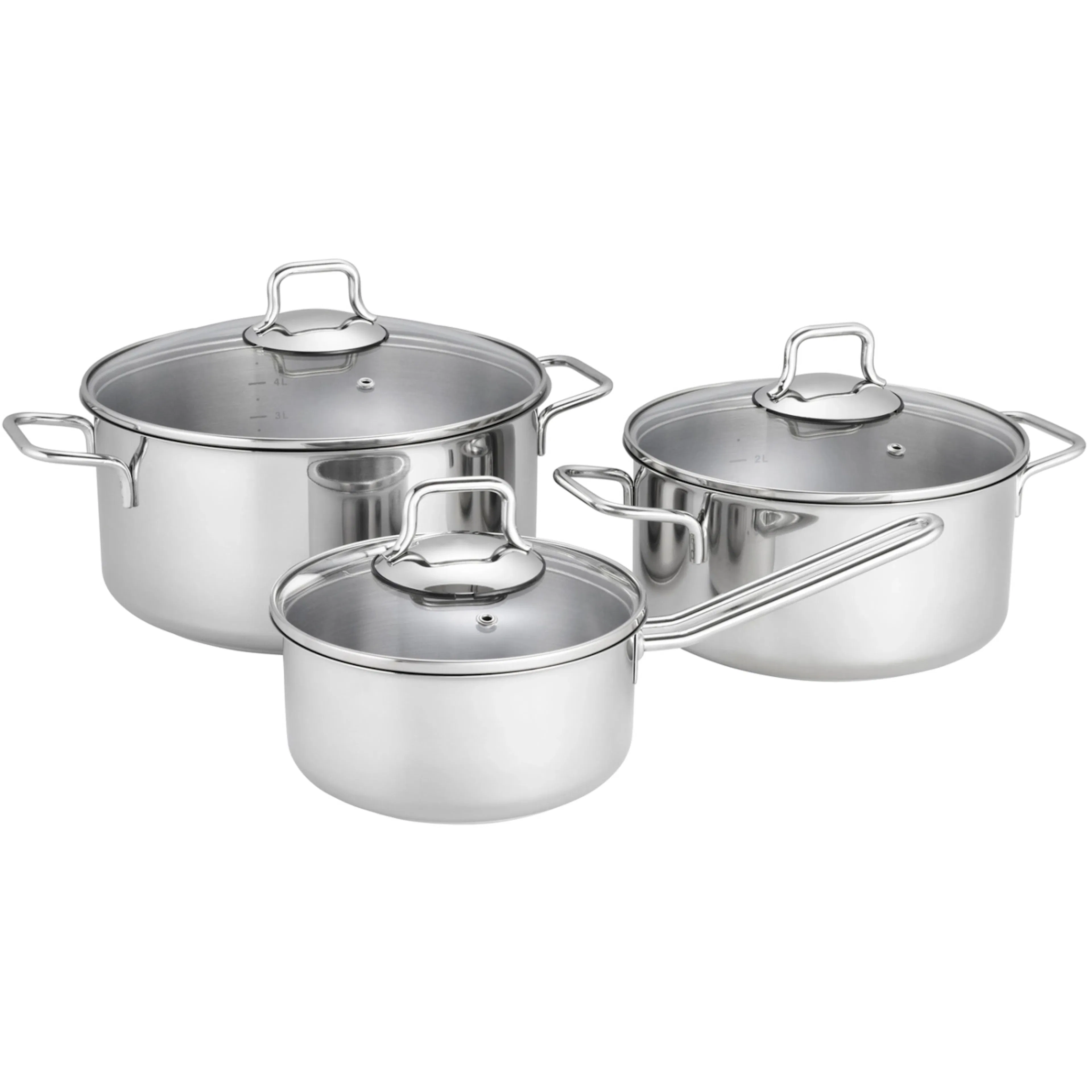 Fiskars Gryt- och Kastrullset 3 Delar – Med Glaslock och Non-stick Beläggning