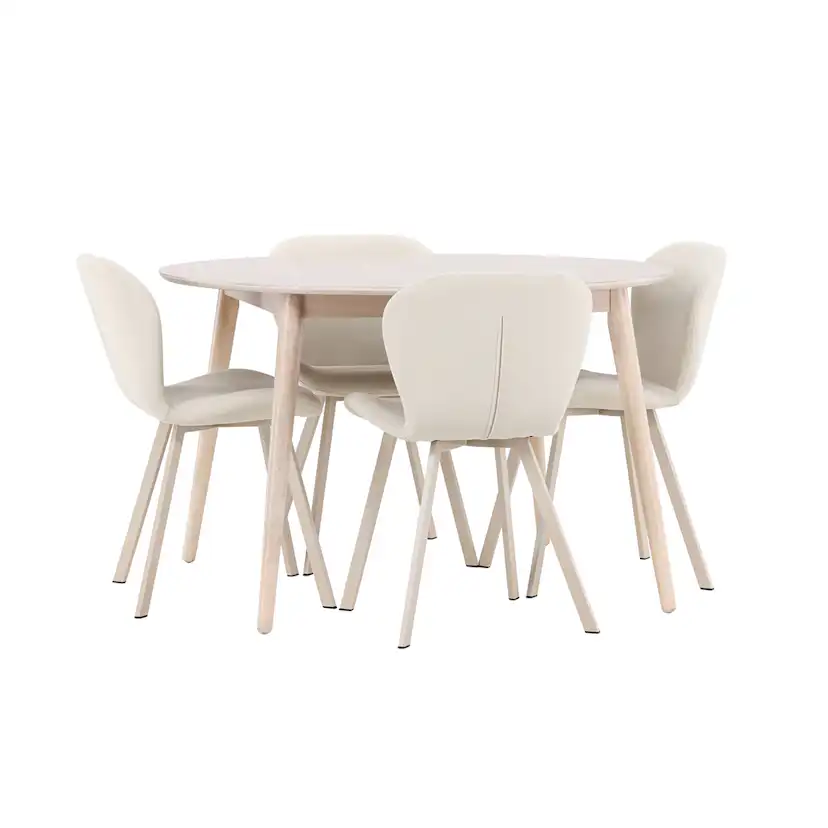 Matgrupp Venture Home Flora Ø120 cm med 4st Lilja Matstolar