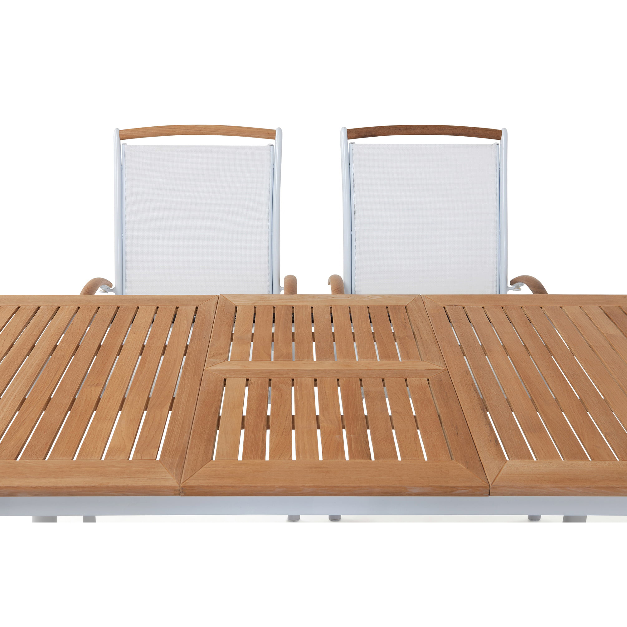 Matgrupp Hillerstorp Nydala 4 Karmstolar Teak/Vit