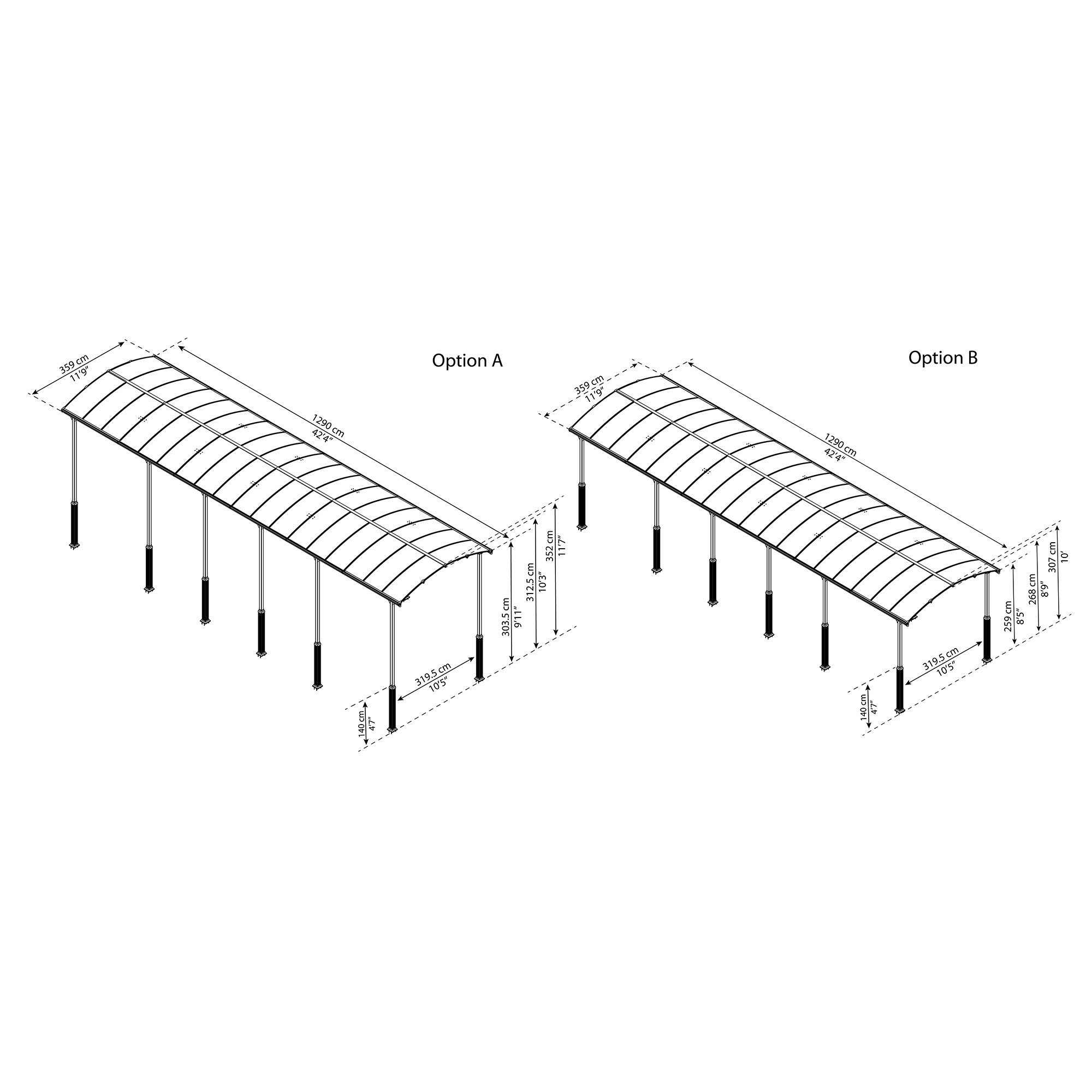 Carport Canopia by Palram Alpine I Metall För Husbil 3,6x13 m