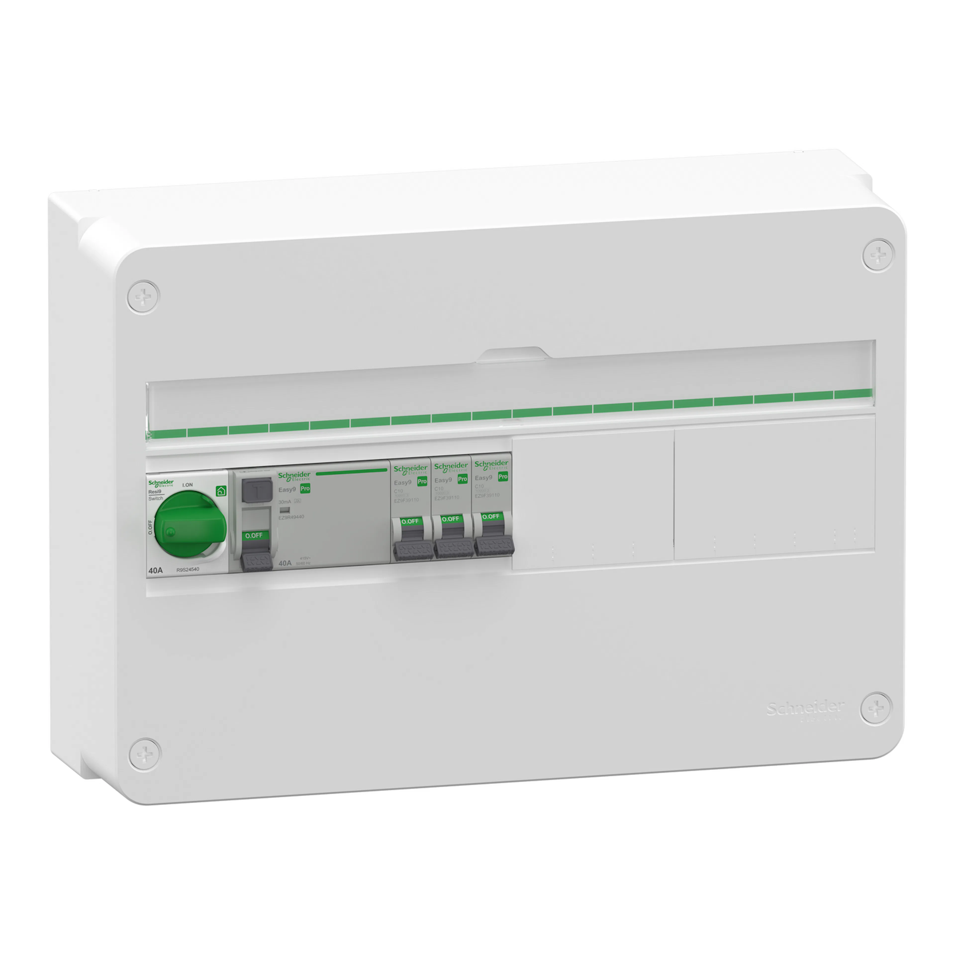 Normcentral Schneider Electric Easy9 Förmonterad 1 × 18 Moduler 1 jordfelsbrytare + 3 minibrytare IP30