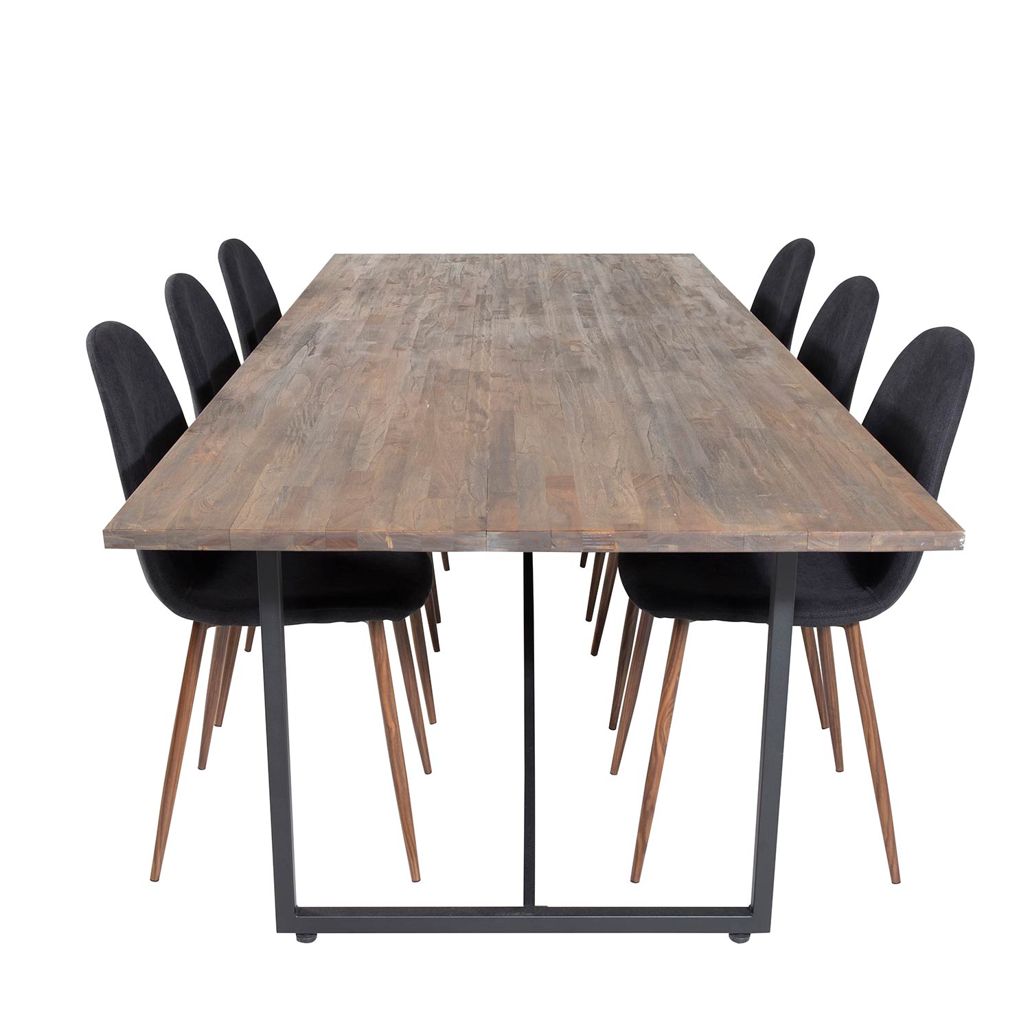 Padang Table - Dark Teak / Black+Polar Chair -Black Fabric_6 Teak/Svart/Valnöt