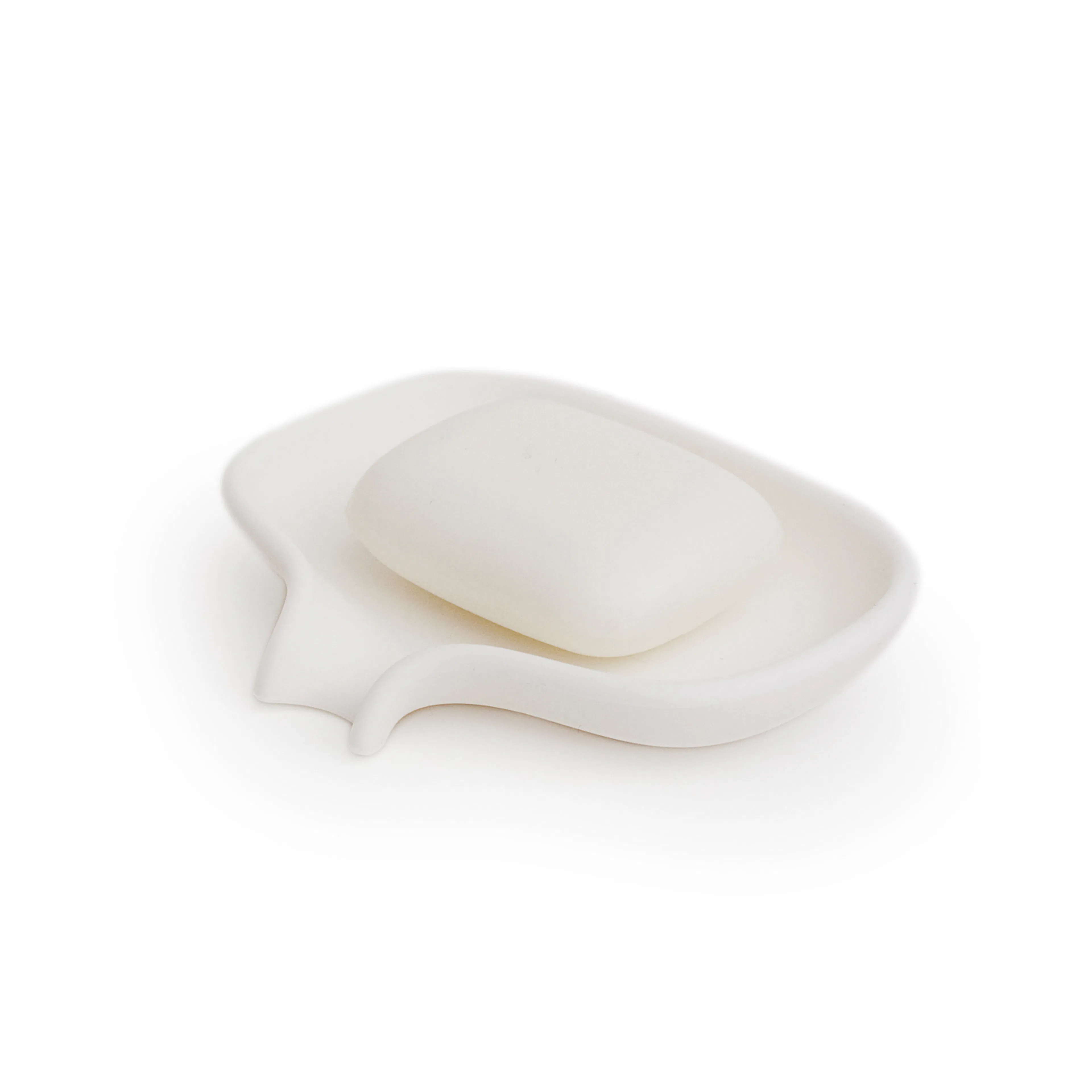 Tvålfat med avrinningspip - Vit. 13,5x10,5x2,5 cm. Silikon Färg: Vit
