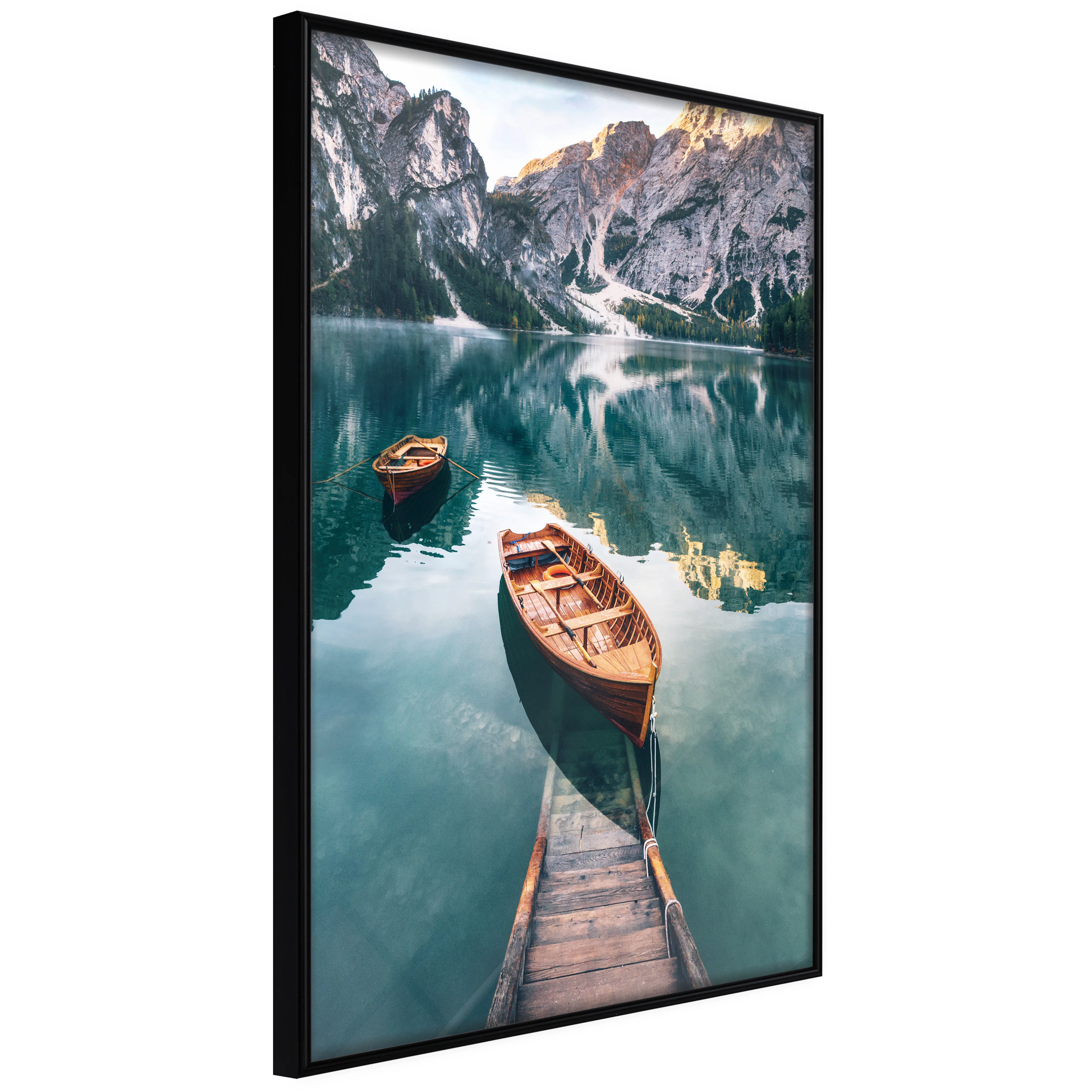 Affisch - Boats In Dolomites [Poster] 20x30 Svart ram, 20x30 cm