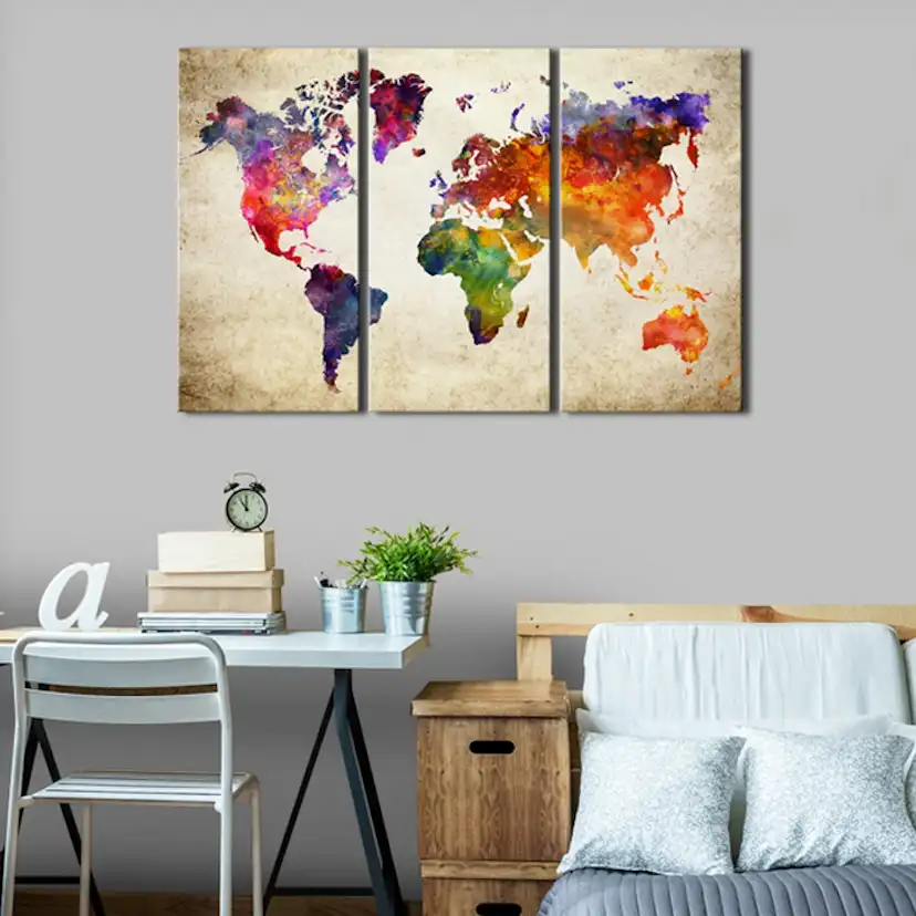 Tavla - The World's Map in Watercolor 120x80 120x80 cm