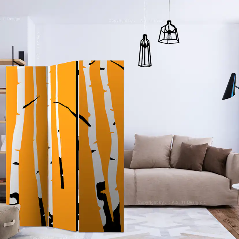 Rumsavdelare Skärmvägg Arkiio Birches On The Orange Background 135x172 cm