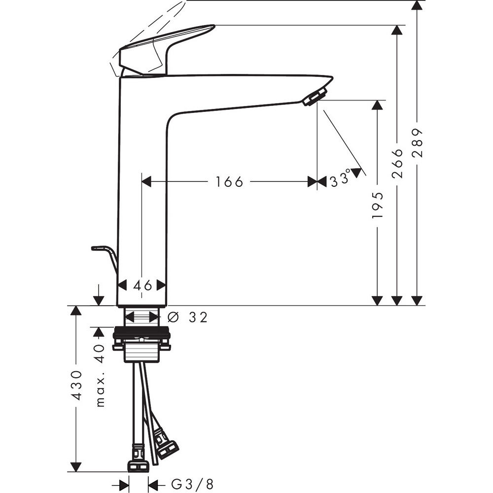 Tvättställsblandare Hansgrohe Logis 190 Hög