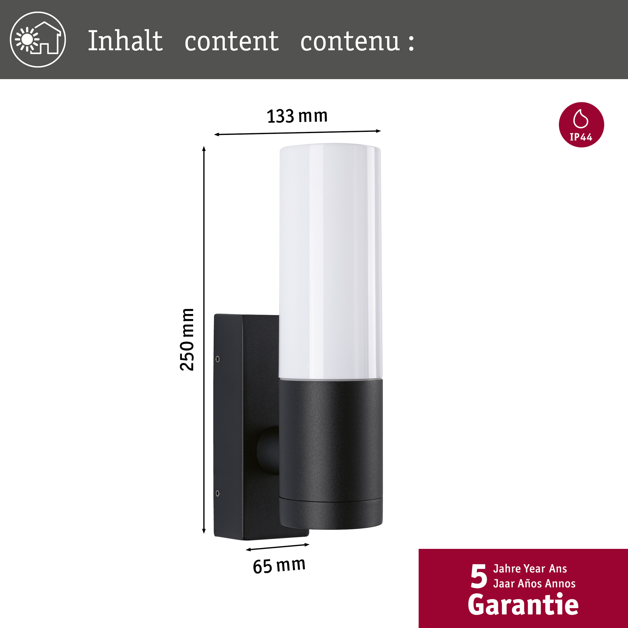 Fasadbelysning Paulmann Tralia IP44 230V E27