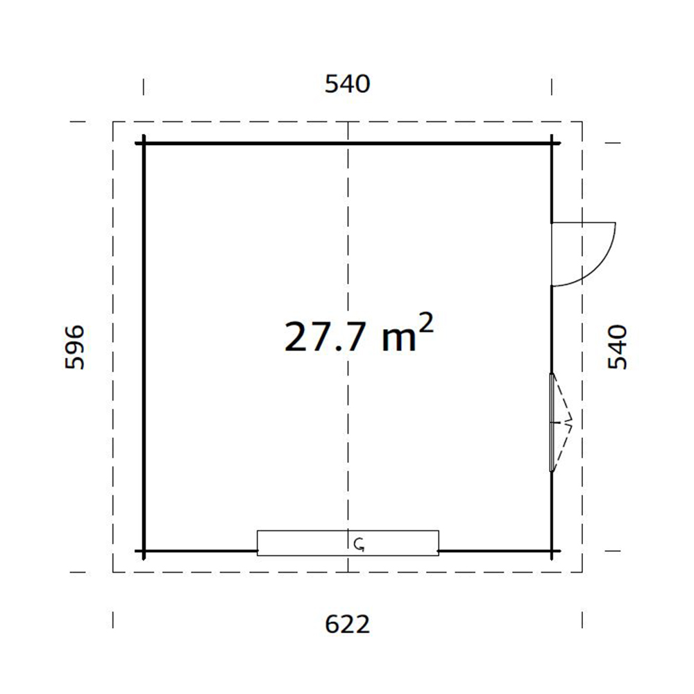 Roger 27,7 m2 with sectional door Brun dippad