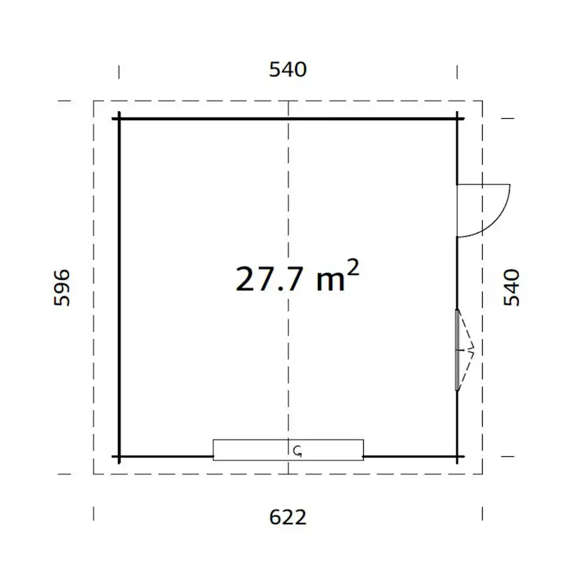 Roger 27,7 m2 with sectional door Brun dippad
