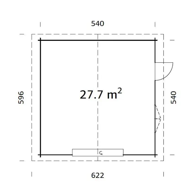 Roger 29,2 m2 (inv. 27,7 m2) with sectional door Obehandlad