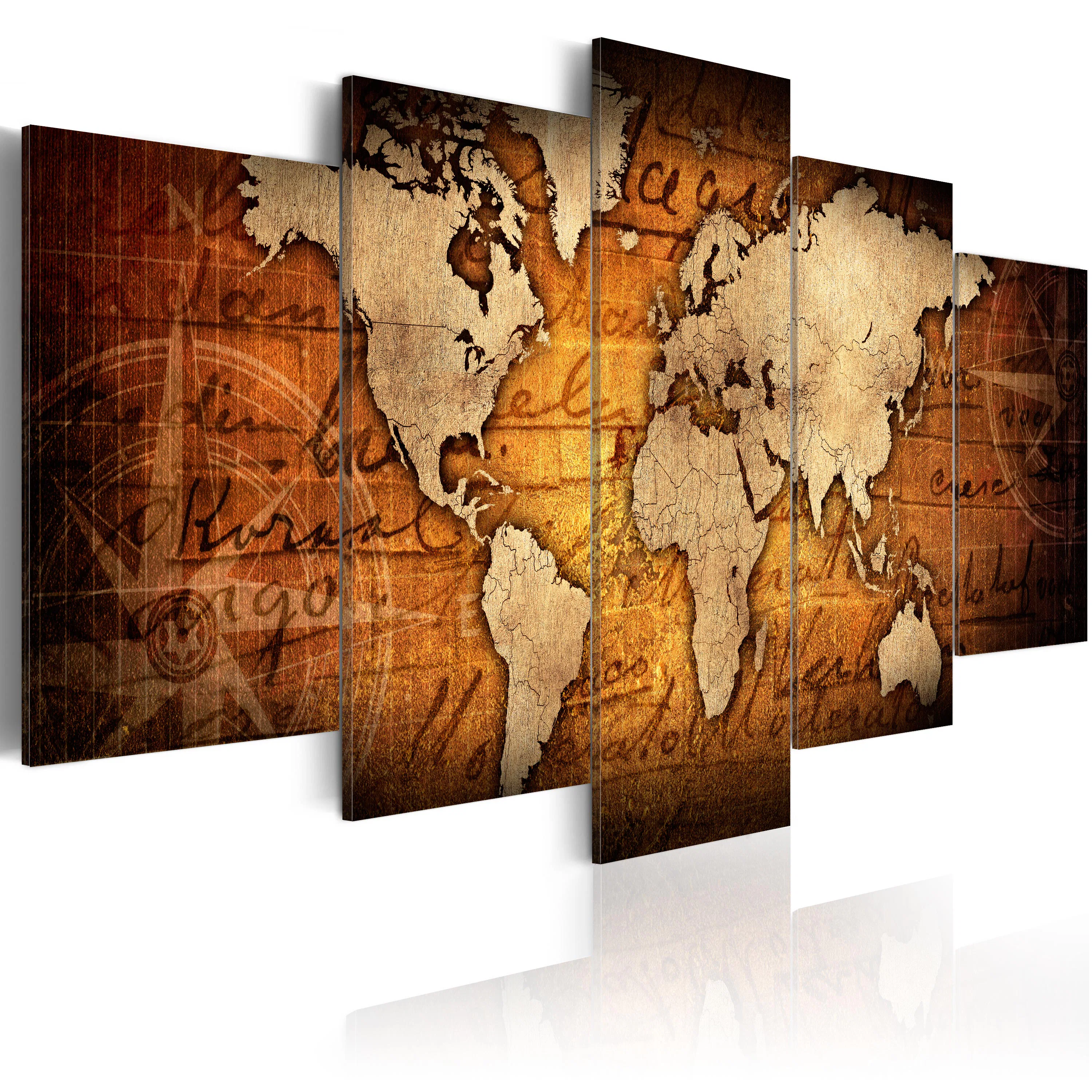 Foto på akryl - Acrylic prints – Bronze map I 100x50 Mått: 100x50 cm