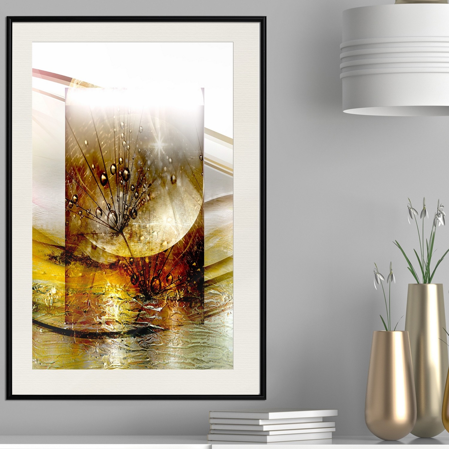 Affisch - Thought [Poster] 30x45 Svart ram med passepartout, 30x45 cm