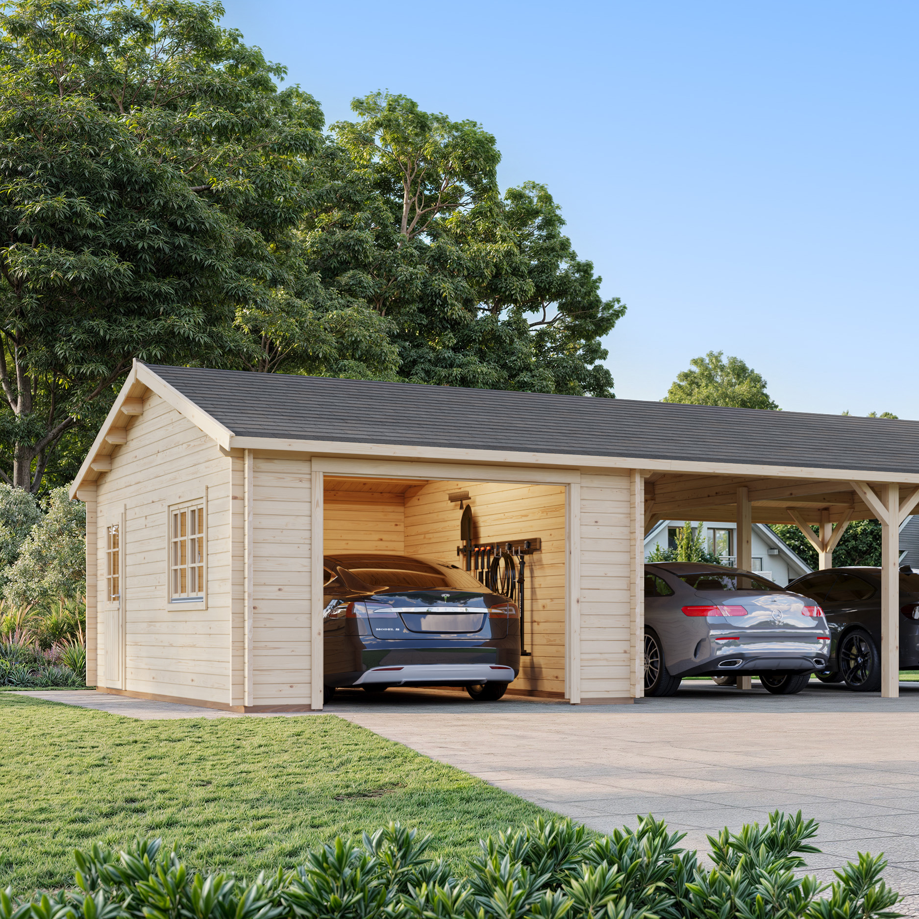 Garage Palmako Roger med Carport 53,1 m2