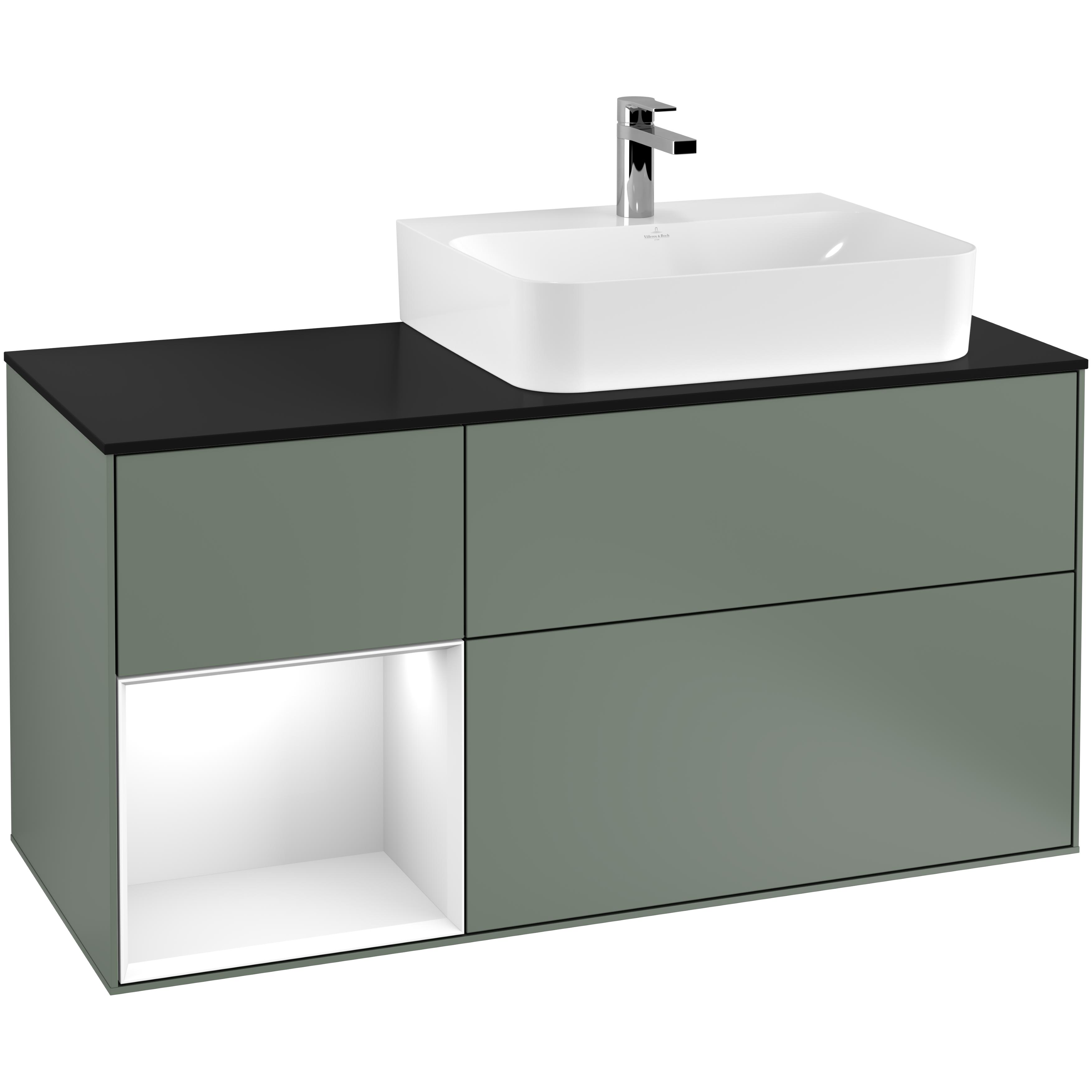 Tvättställsskåp Villeroy & Boch Finion med 3 Lådor Hylla och Bänkskiva för Ocentrerat Tvättställ