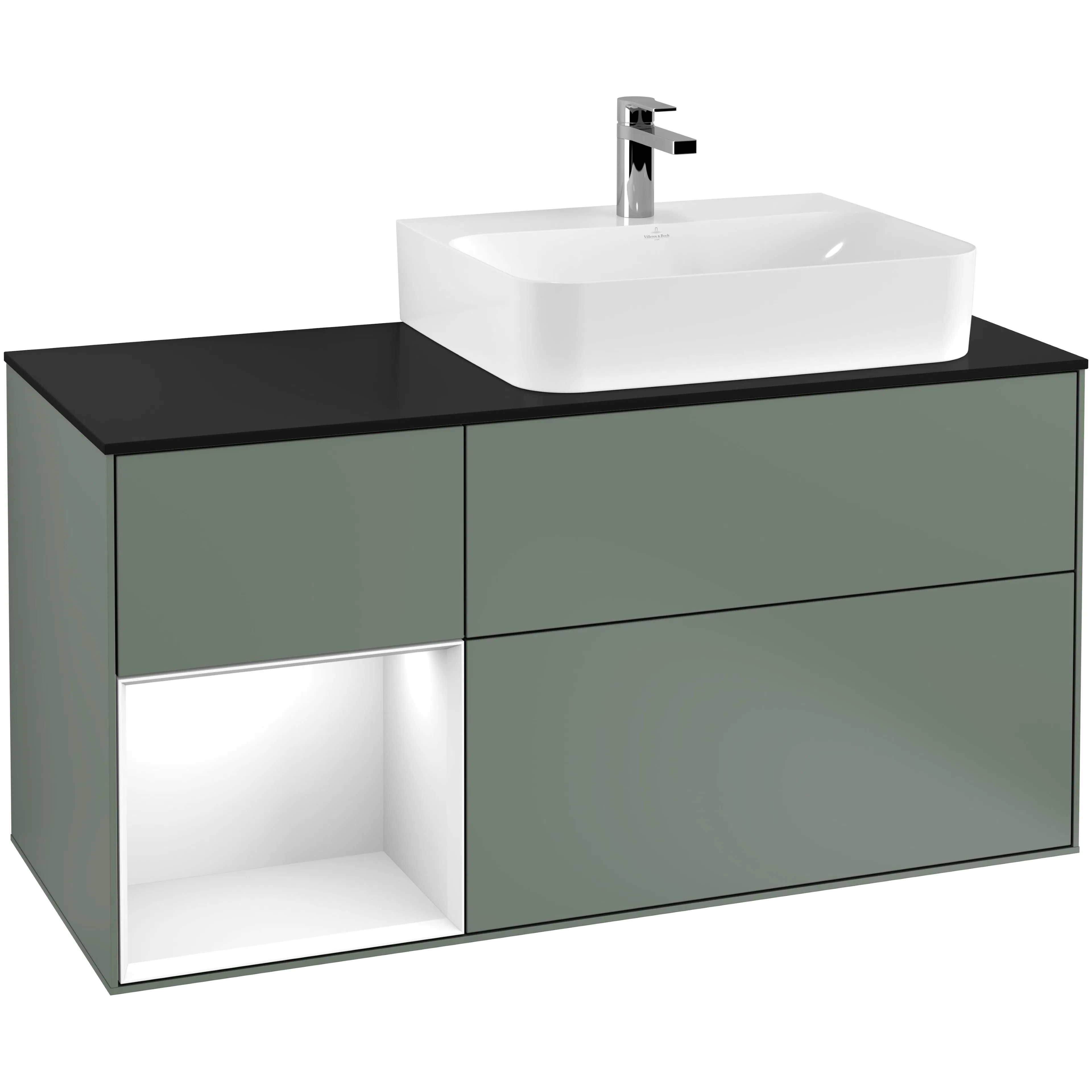 Tvättställsskåp Villeroy & Boch Finion med 3 Lådor Hylla och Bänkskiva för Ocentrerat Tvättställ