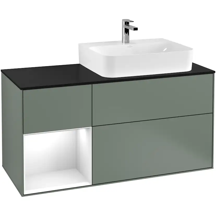 Tvättställsskåp Villeroy & Boch Finion med 3 Lådor Hylla och Bänkskiva för Ocentrerat Tvättställ