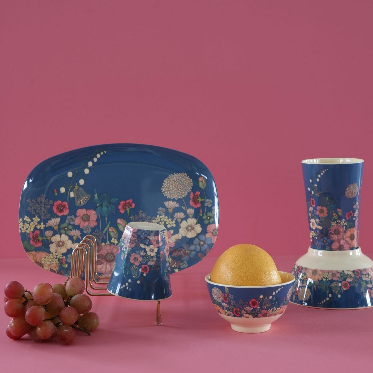 Melaminkopp Rice Medium Ängsblommor Blå/Multi
