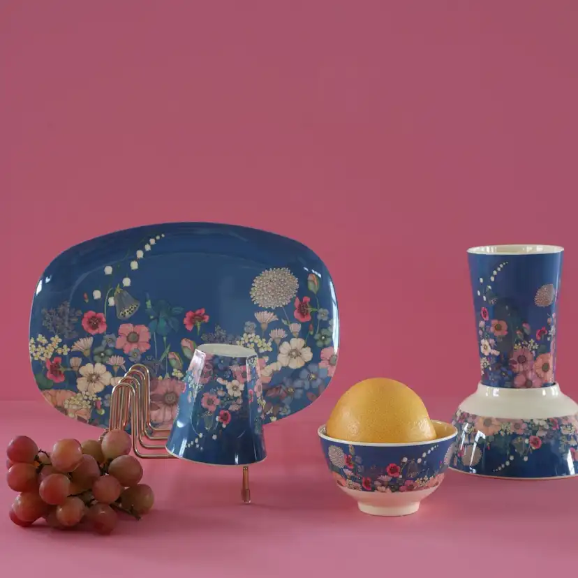 Melaminkopp Rice Medium Ängsblommor Blå/Multi
