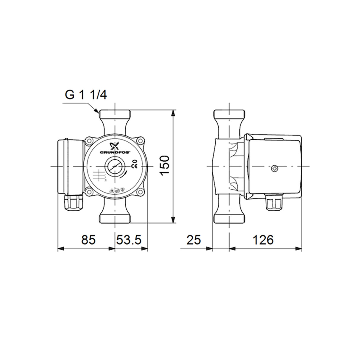 Tappvarmvattenpump Grundfos UP 20-45 N 150