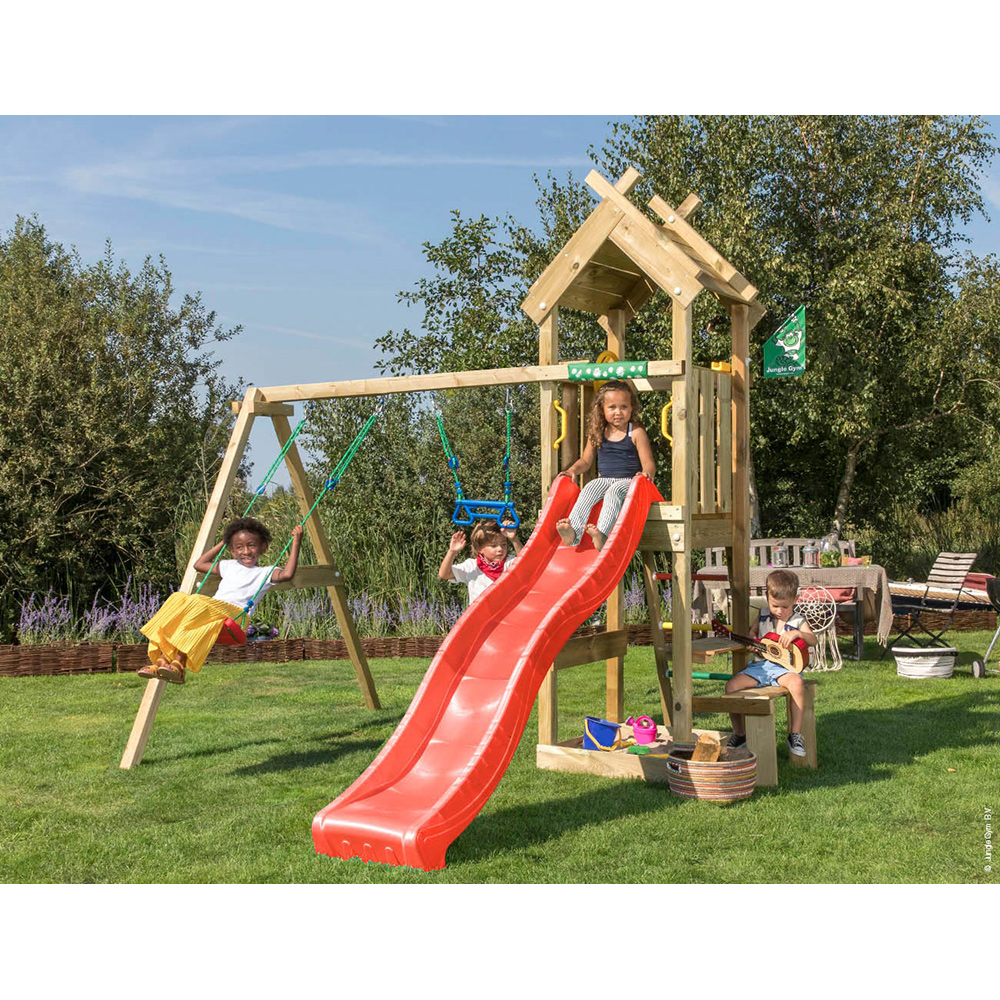 Lektorn Jungle Gym Totem Inkl Gungmodul & Röd Rutschkana