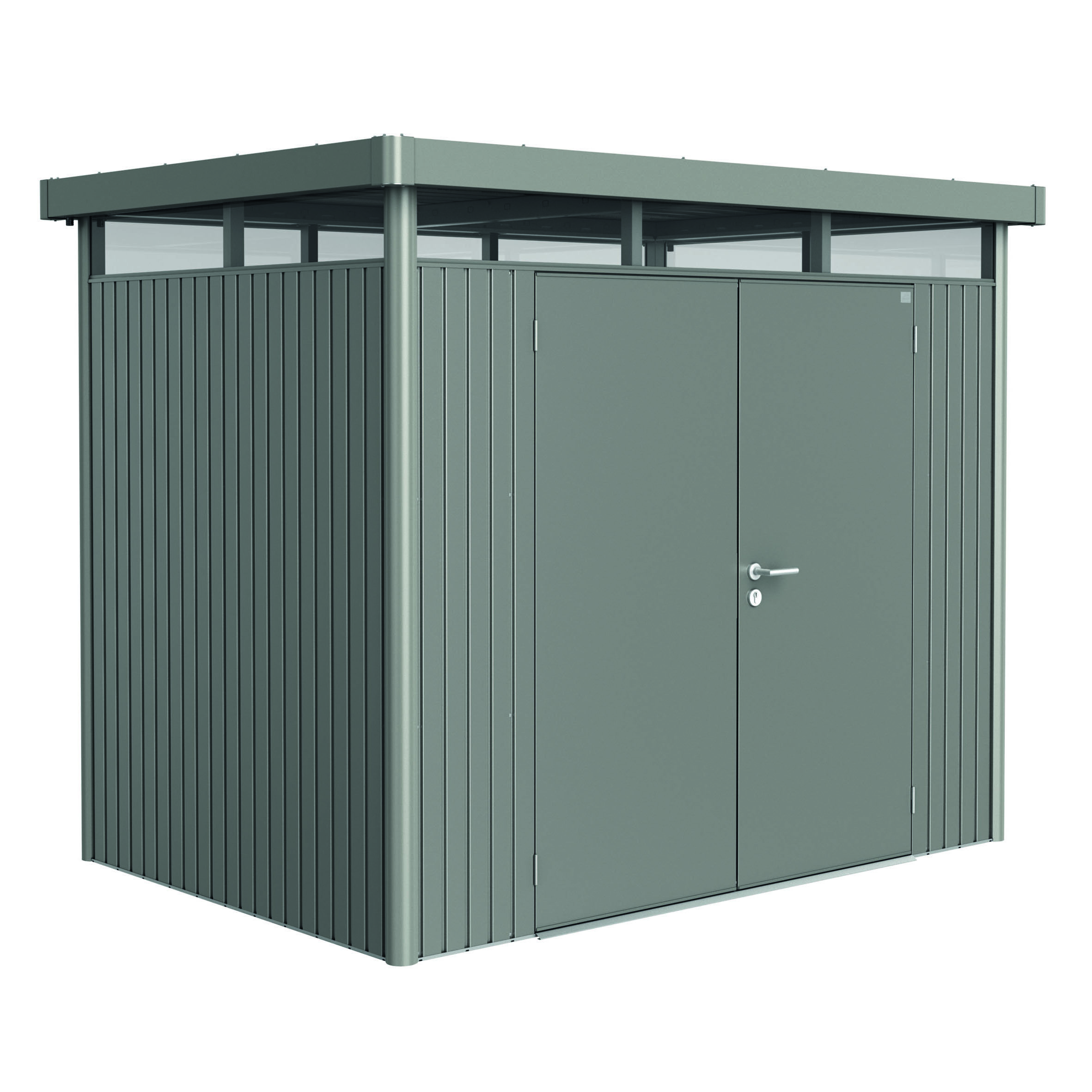 Garden shed HighLine size H2 metallic quartz grey with doubl Metallic Kvartsgrå