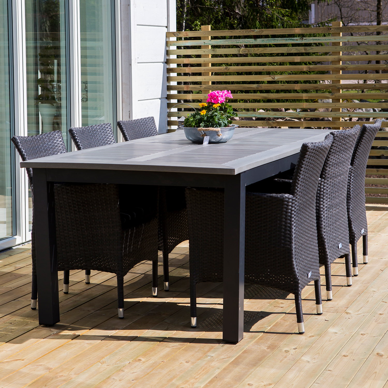 Matgrupp Utomhus Venture Home Albany 224-324x100 cm med 6 Malin KarmTrädgårdsstolar