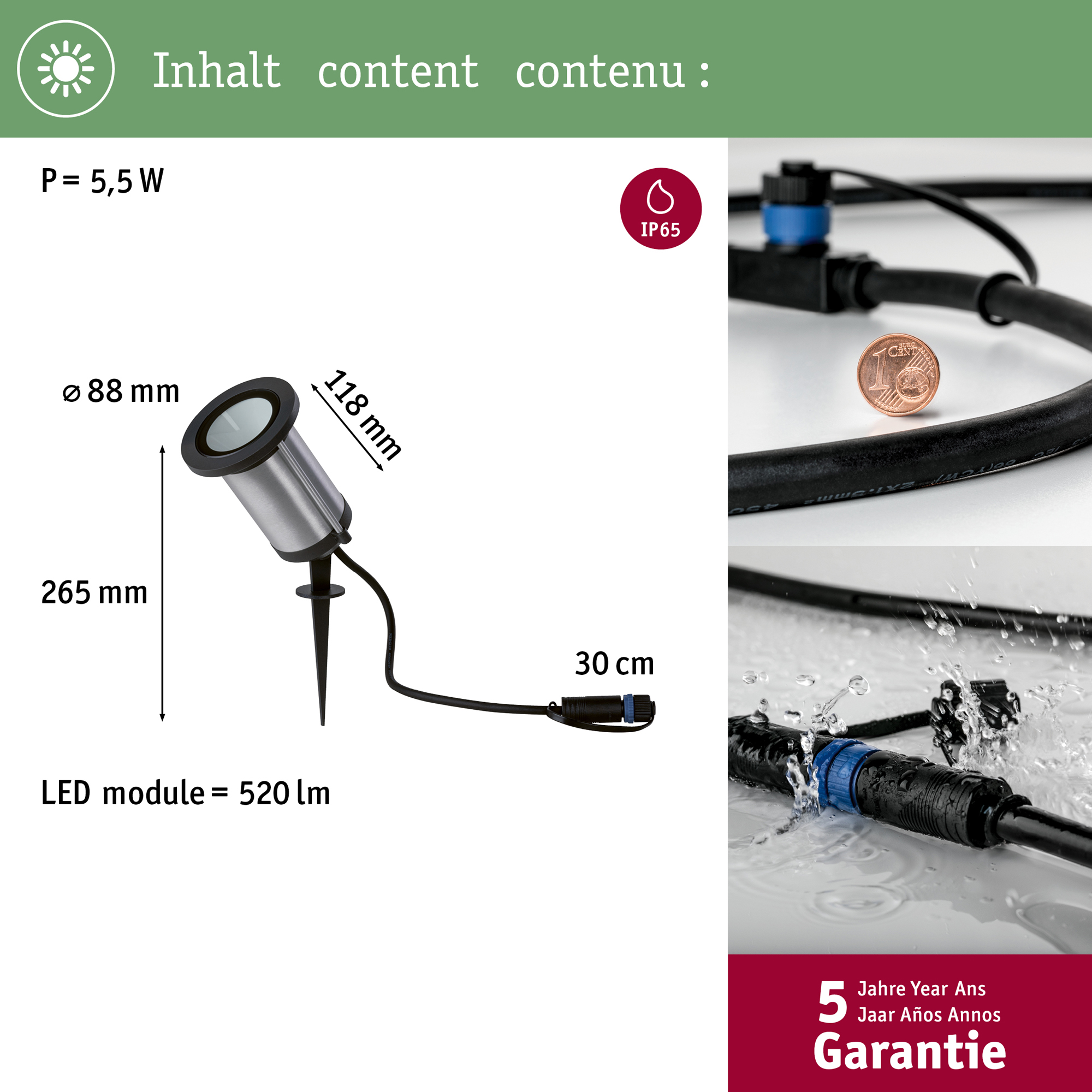 Spotlight Paulmann Classic Plug & Shine LED IP65 24V