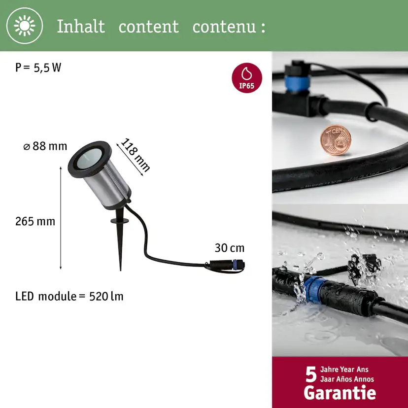 Spotlight Paulmann Classic Plug & Shine LED IP65 24V