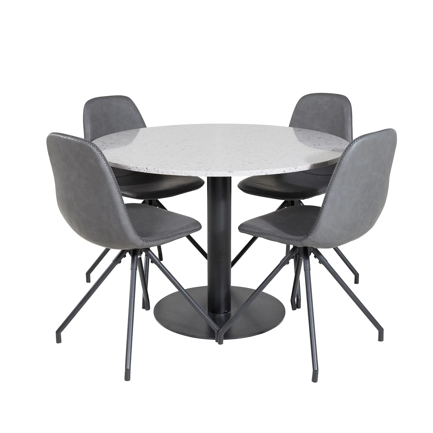 Matgrupp Venture Home Roxanna med 4 Pobbie Stolar med Snurrfunktion Konstläder Runt