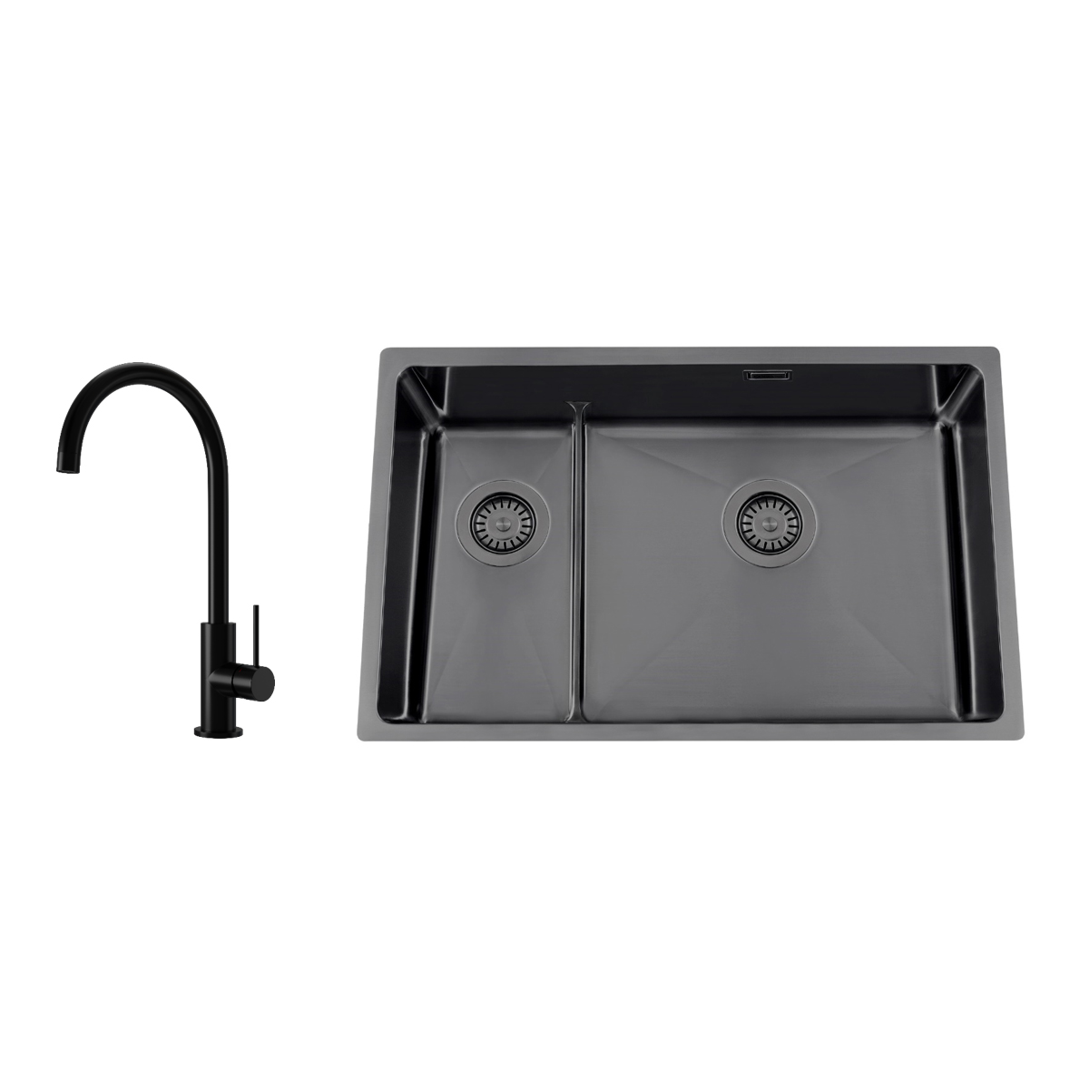 Diskho Nordic Tech Titan 73 KHX Nickel med Köksblandare Steel Equip Shadow