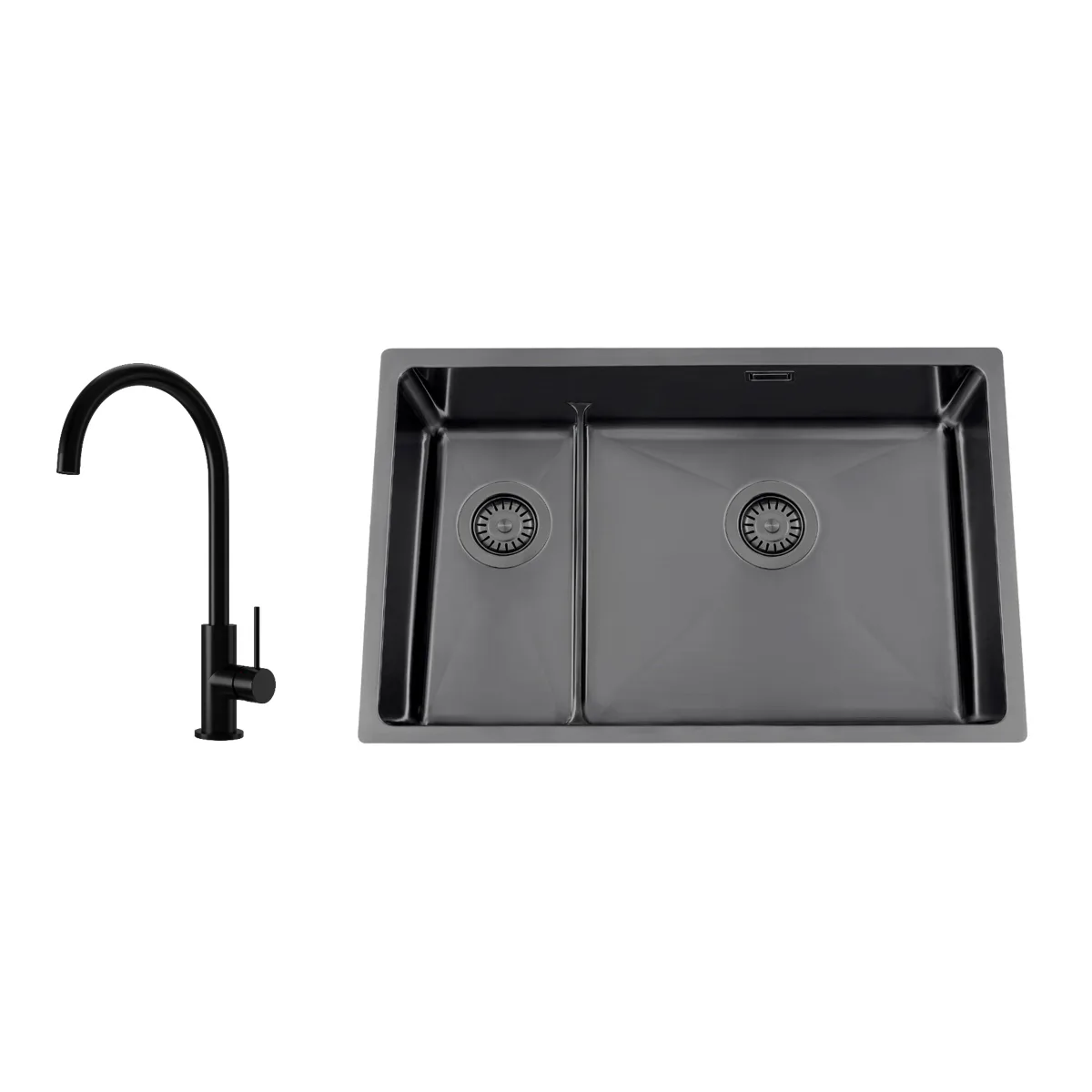 Diskho Nordic Tech Titan 73 KHX Nickel med Köksblandare Steel Equip Shadow