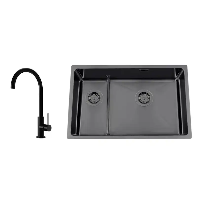 Diskho Nordic Tech Titan 73 KHX Nickel med Köksblandare Steel Equip Shadow