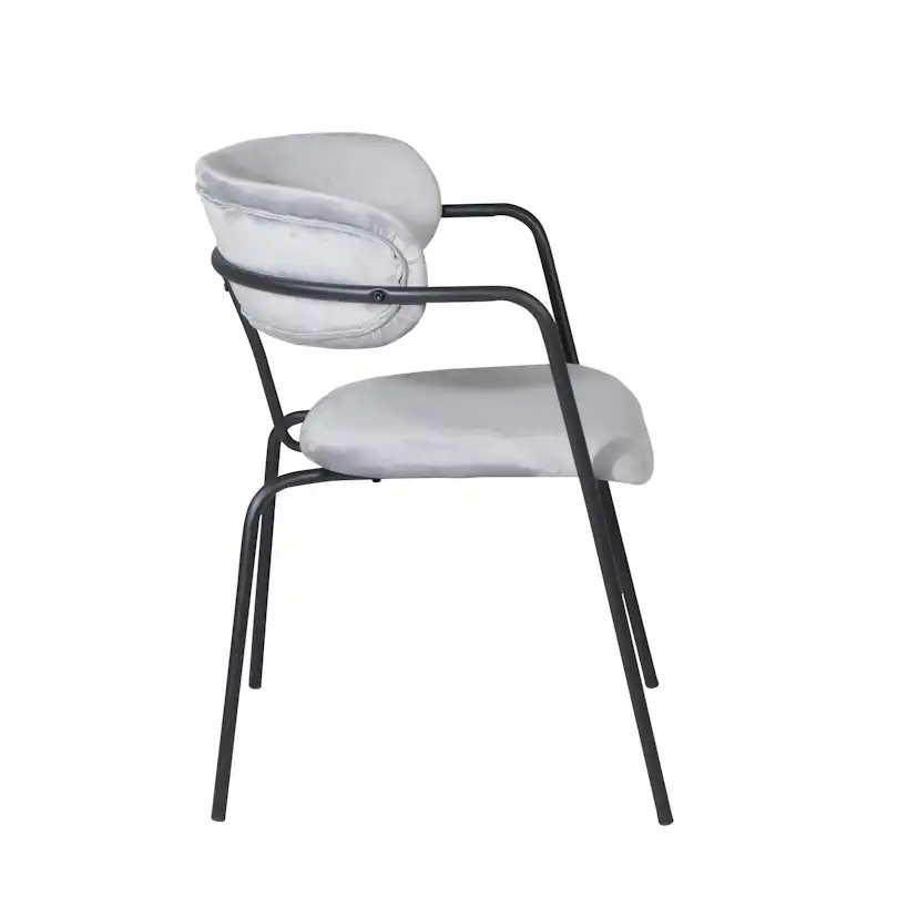 Arrow armchair - Black Legs - Grey Velvet Grå/Svart