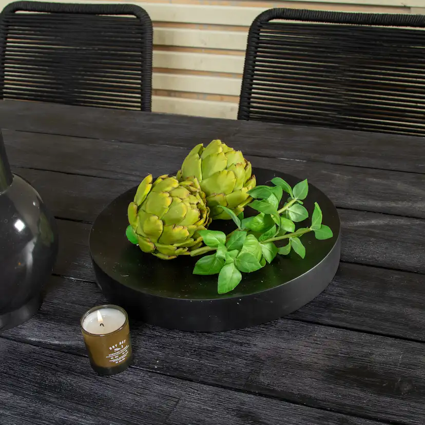 Rives Dining Table 200*100cm - Black Acacia+Lindos Armchair Svart/Svart