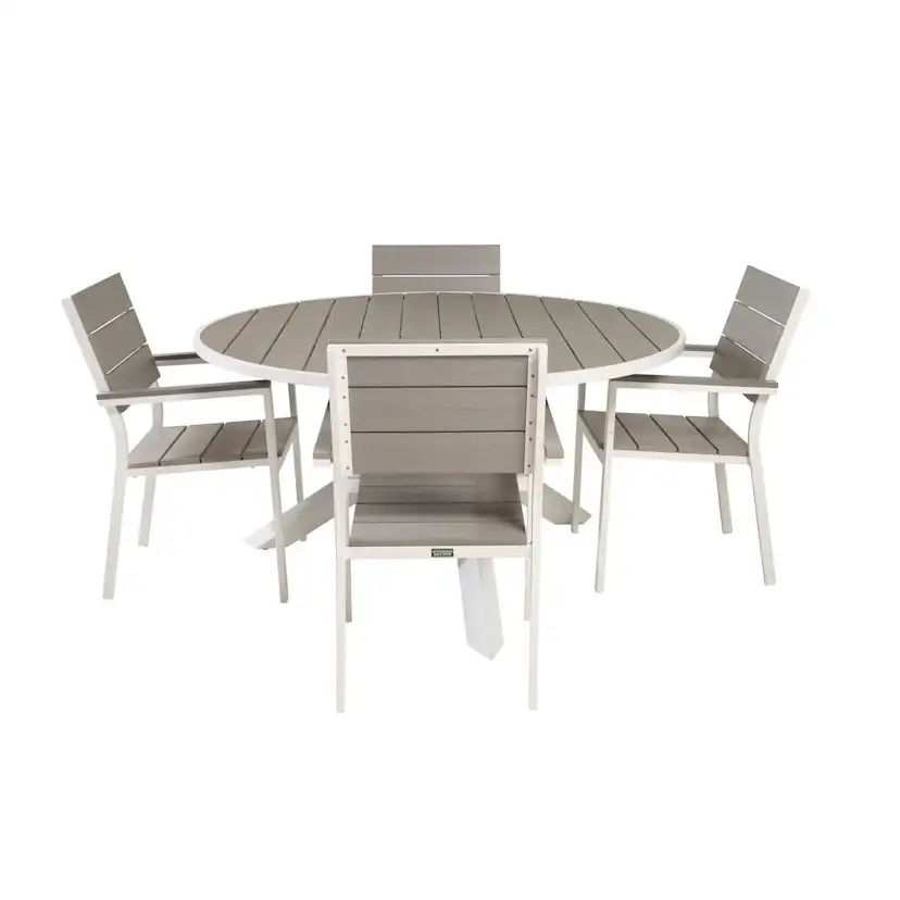 Matgrupp Comfort Garden Parma Matgrupp Utomhus Rund Ø140cm med 4 Levels Stapelbara Matstolar