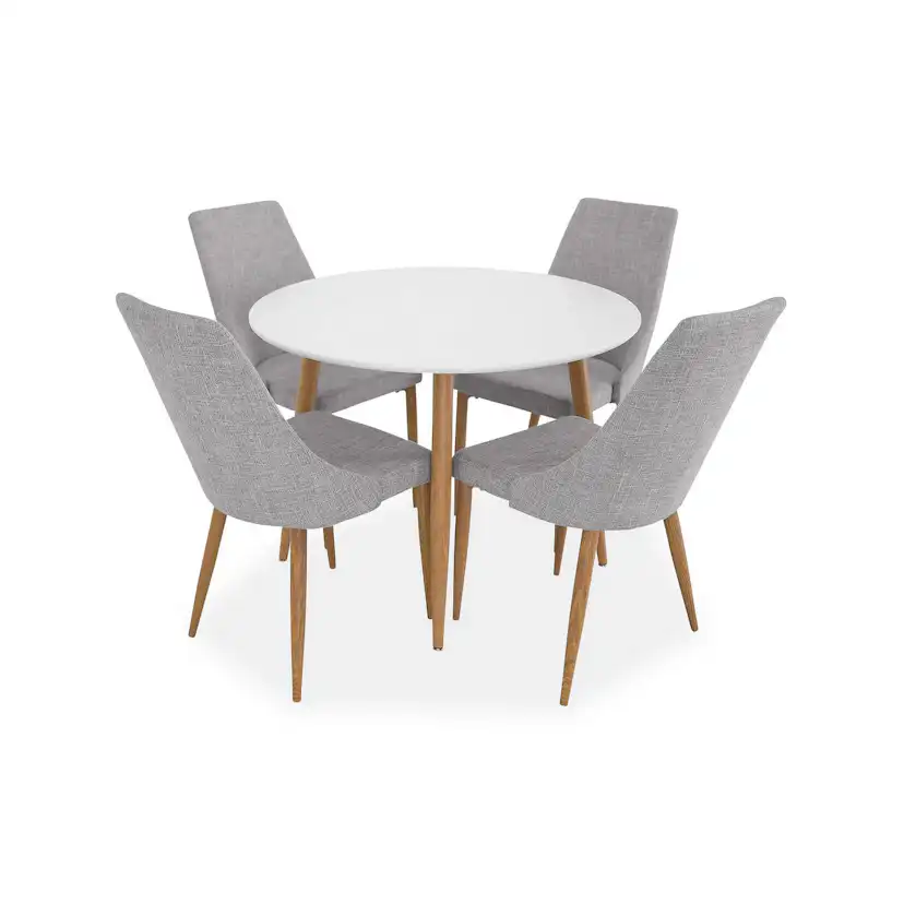 Matgrupp Basic Home Pelle Runt Matbord 100 cm med 4 Ludvig Matstol
