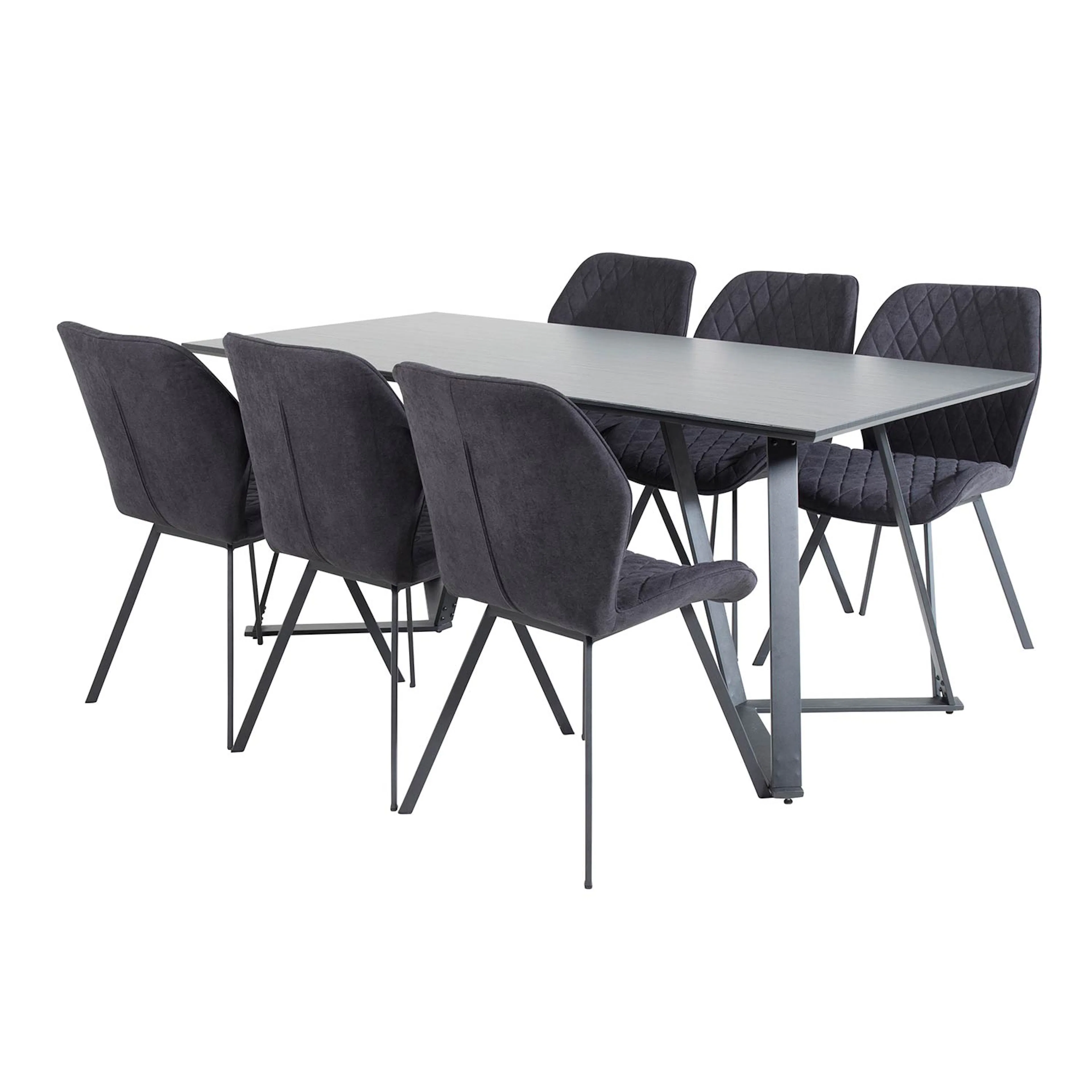 Marina Table - Black top /GemmaChair - - Black Fabric_6 Svart/Svart