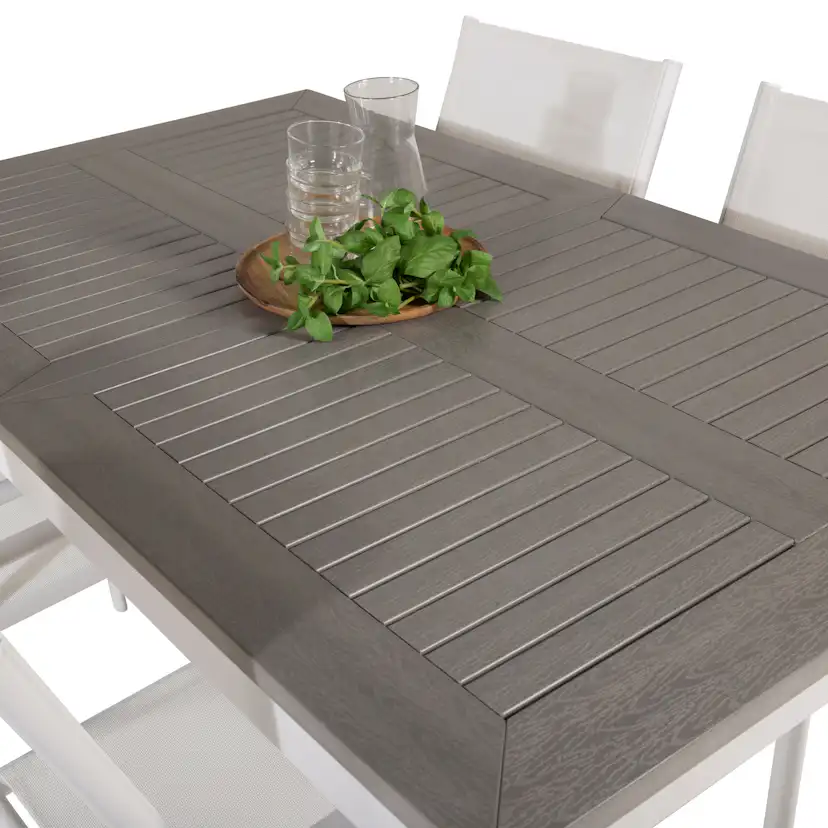 Albany Dining Table 152/210*90 - White Alu / Grey Aintwood+S Vit/Grå