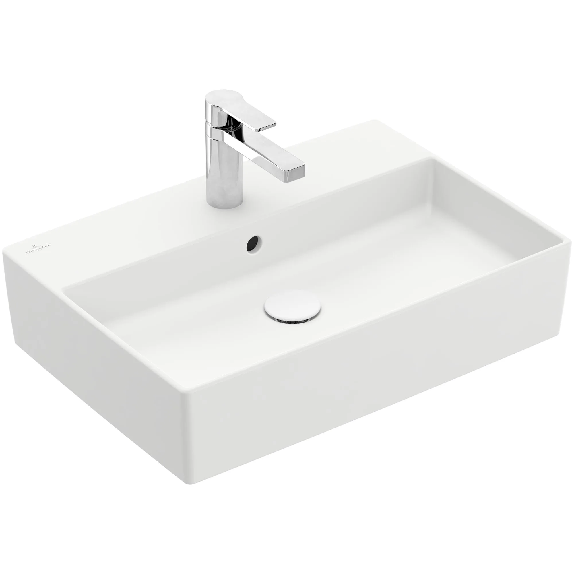 Tvättställ villeroy & Boch Memento 2.0 4A0760RW Stenvit CeramicPlus, Med Bräddavlopp, 600 mm, för Trehålsblandare