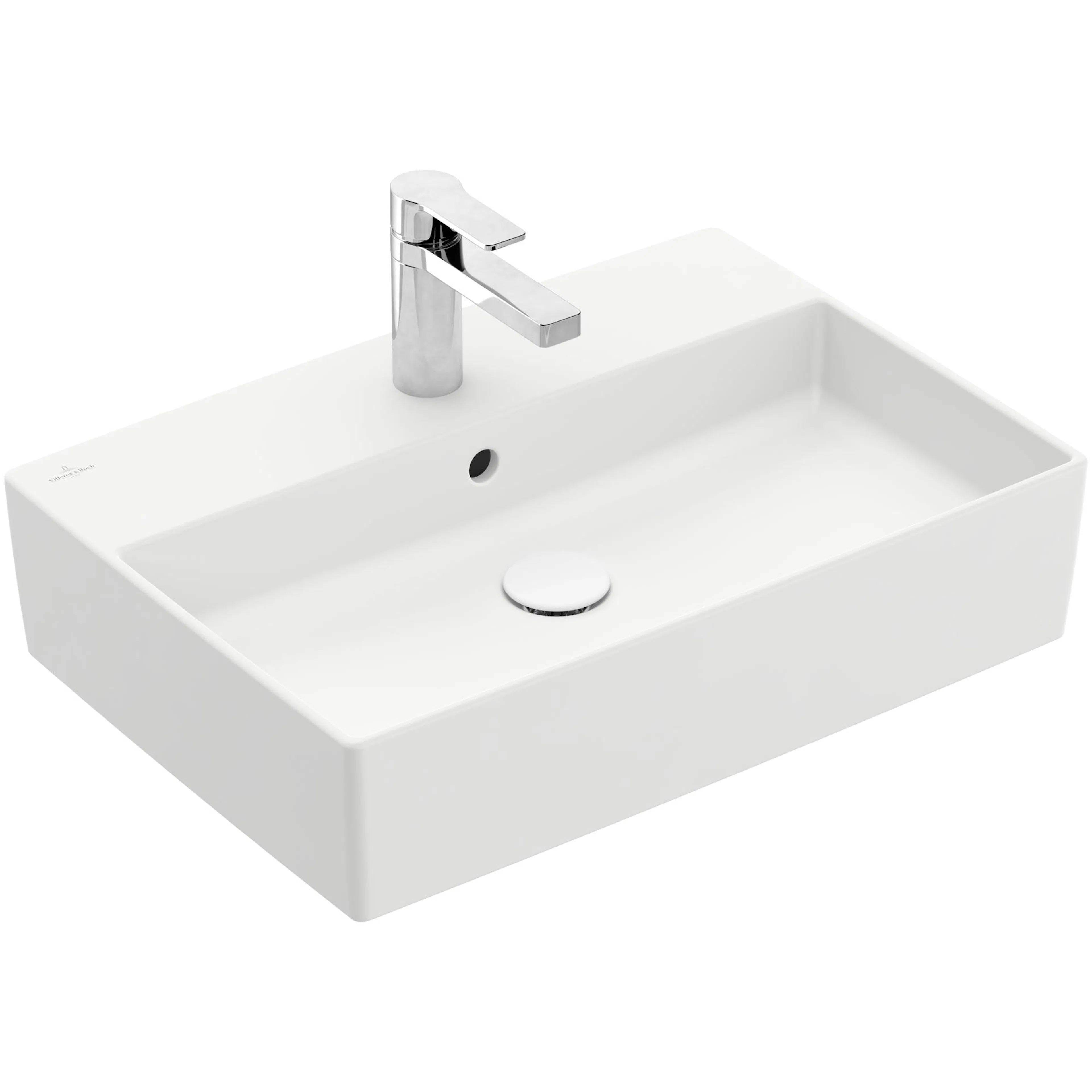 Tvättställ villeroy & Boch Memento 2.0 4A0760RW Stenvit CeramicPlus, Med Bräddavlopp, 600 mm, för Trehålsblandare
