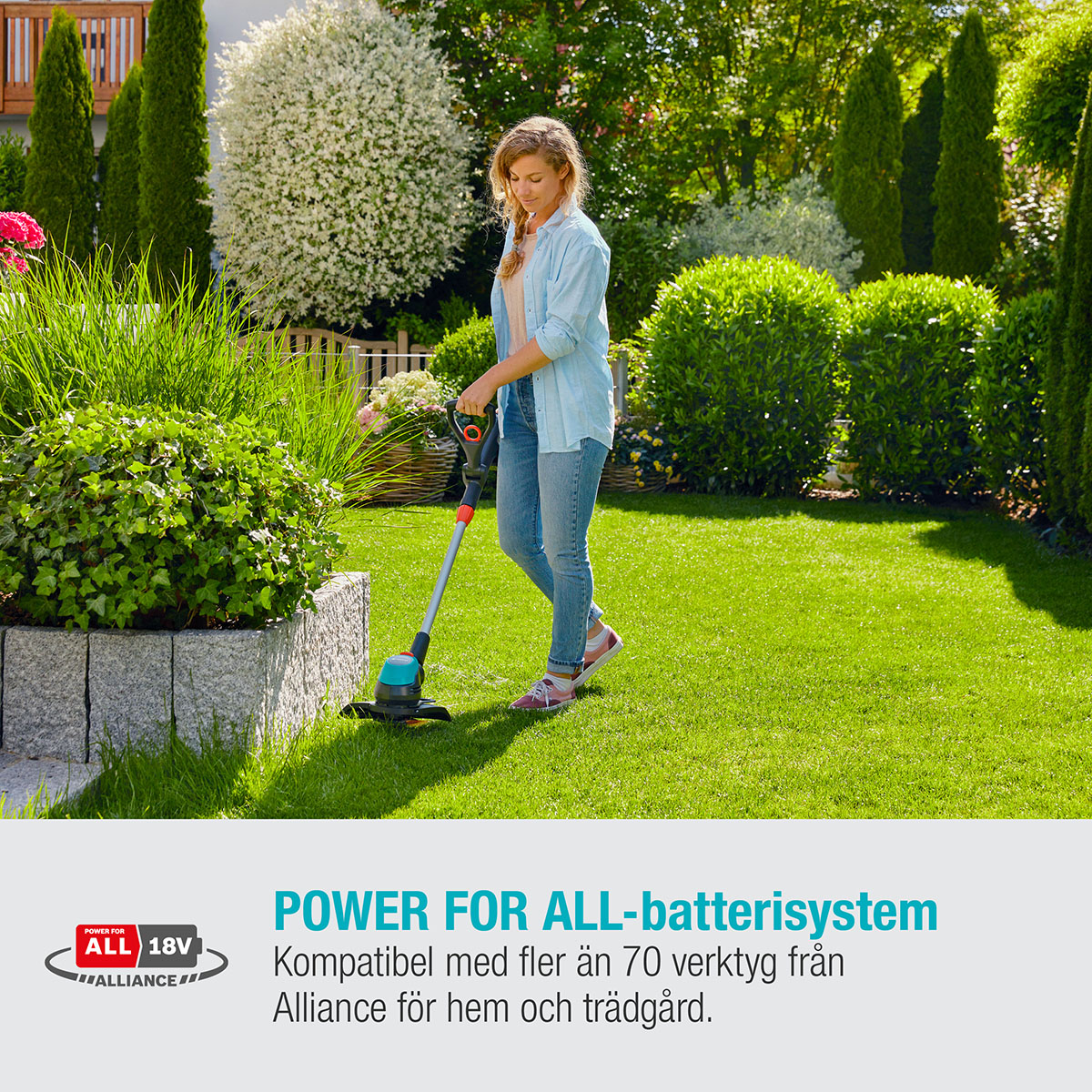Trimmer Gardena EasyCut 23/18V P4A med Batteri & Laddare