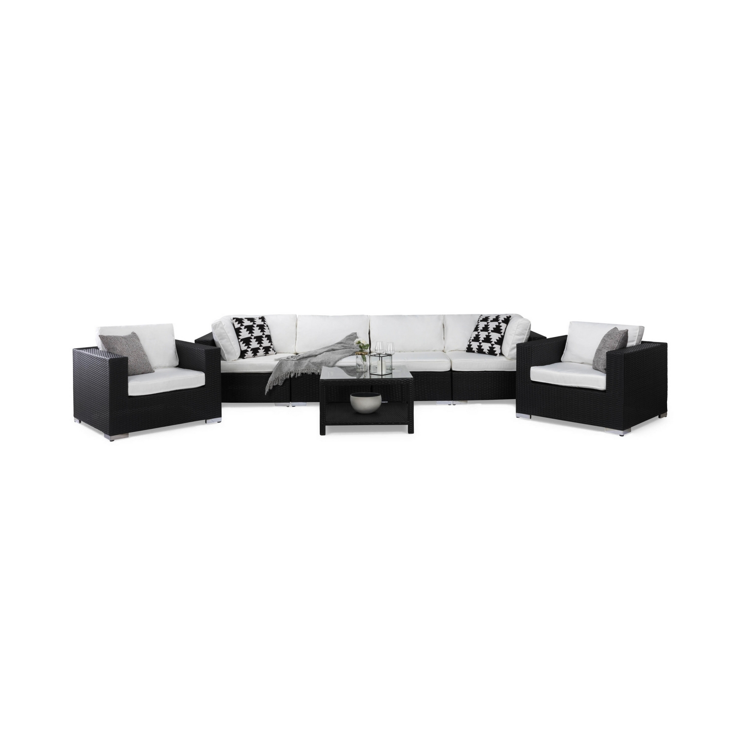 Loungegrupp Comfort Garden Bahamas 6-sits med Dubbla Fåtöljer och Bord med Hylla
